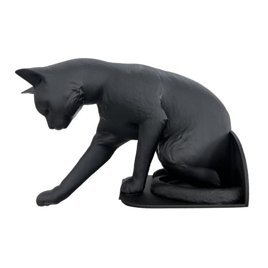 Cat Bookend Stand Matte Black Cat Paw Design Bookend Stable Non-Slip