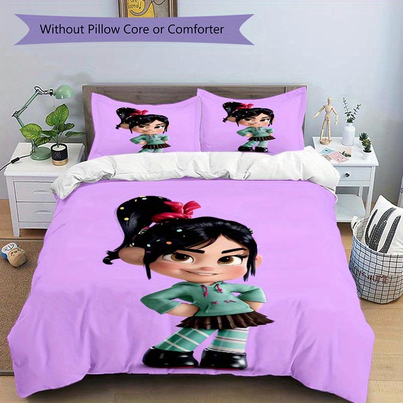 3pcs Cute Vanellope Bedding Set - Includes 1 Quilt Cover and 2 Pillowcases, Comfortable Bedding with Stylish Design for Bedroom, Machine Washable