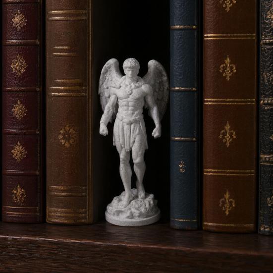 3D Printed Retro Angel Figurine, Michelangelo Style Classical Sculpture Statue, Faux Stone Texture Home Decor, Exquisite Winged Cherub Desktop