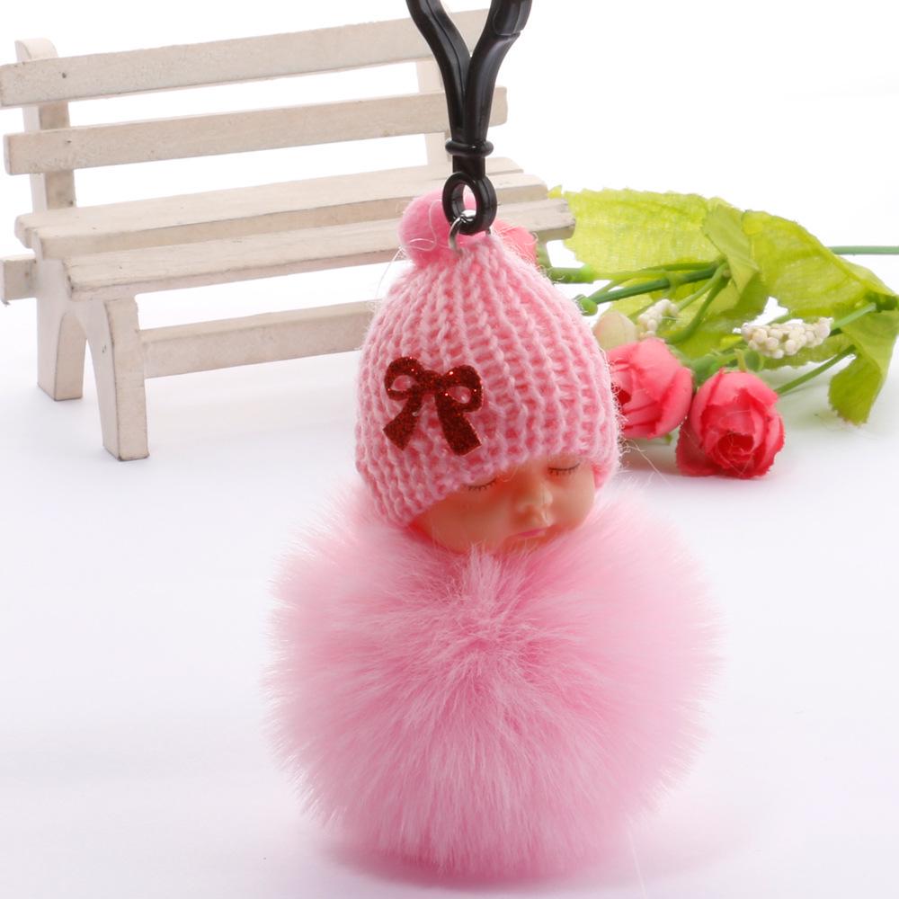 Imitation Rex Rabbit Fur Sleeping Doll Keychain - Cute Sleeping Baby Bag Pendant Gift