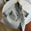 Kids' Korean-Style Gray Faux Cashmere Wool Coat for Autumn/Winter 2025 - Fashionable Double-Sided Woolen Jacket for Boys and Girls