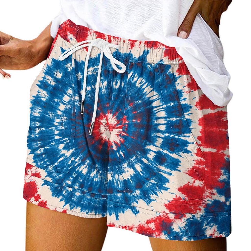 Damen Casual Sommer Elastische Strandshorts Print Casual Shorts