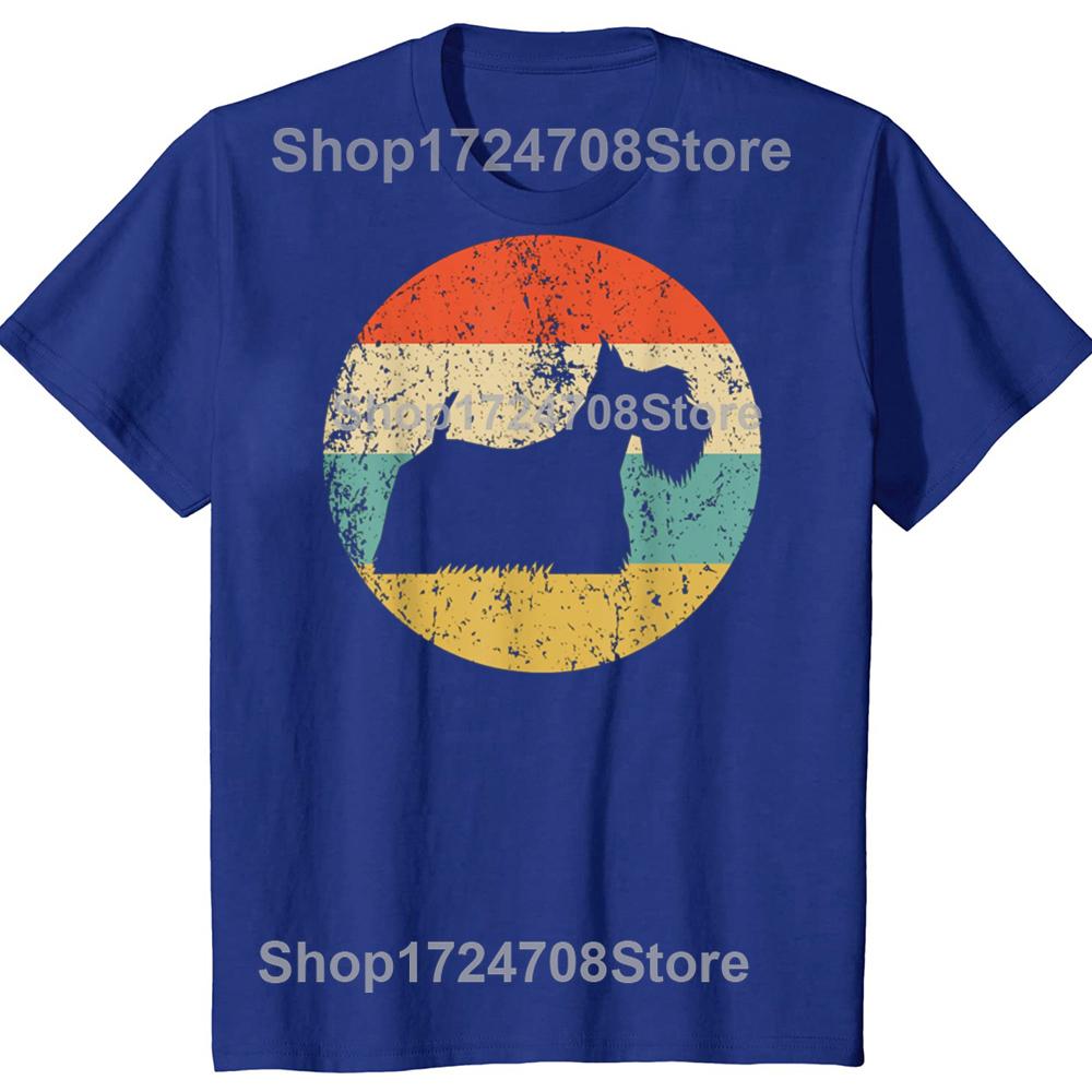Funny Scottish Terrier Vintage Retro Scottie Dog T-shirts Men Women's Fashion Casual Tshirt 100% Cotton Loose Oversized T Shirt