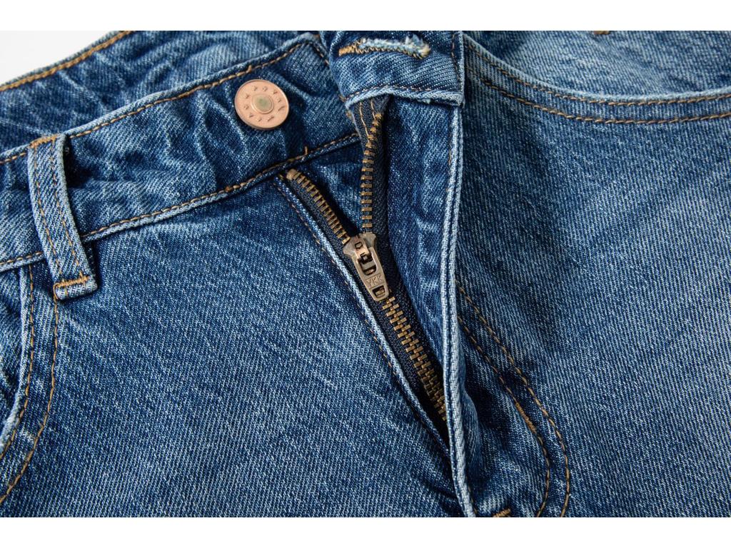 Women's Blue Washed High-Waist Wide Leg Jeans - Retro Casual Spring 2025