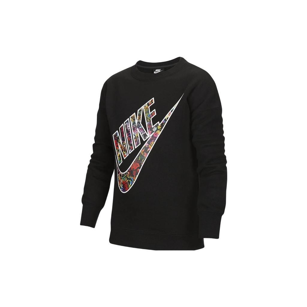 Nike Kids Pullover Long Sleeve Sweatshirt With Large Logo Print Kids sweatshirt Black CU3689-010