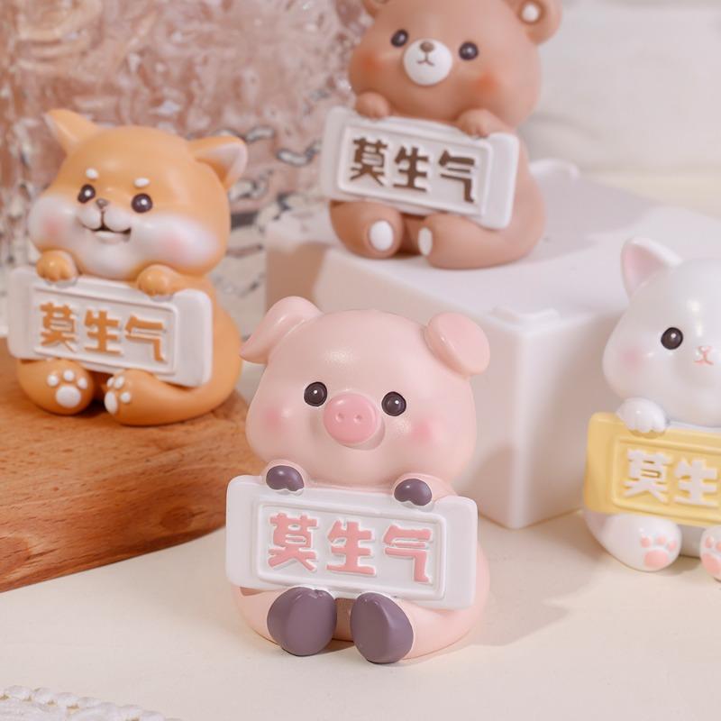 New Cute Creative Animal Decorations Shiba Inu Kitten Cartoon Ornaments Office Desktop Car Dashboard Mirror Resin Ornament