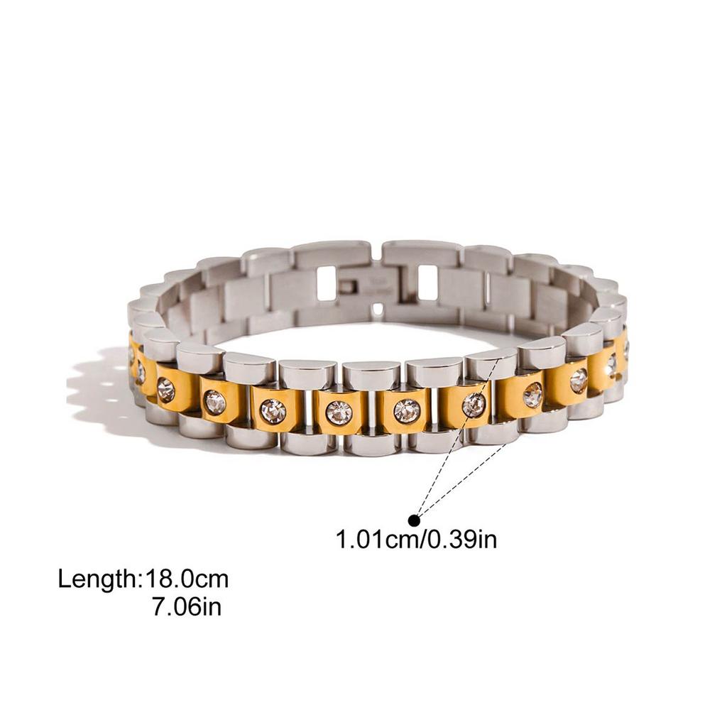 Yori Gold Silver Two Tone Multi Ring Chain Bracelet Water Resistant Texture Fashion Daily Premium Jewelry Wholesale