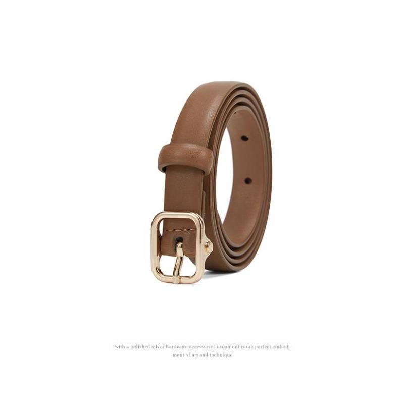 Trendy New Thin Belt Women S Fashion Versatile Dress Decorative Belt Cowhide Hand Sewn Needle Buckle Belt 105cm