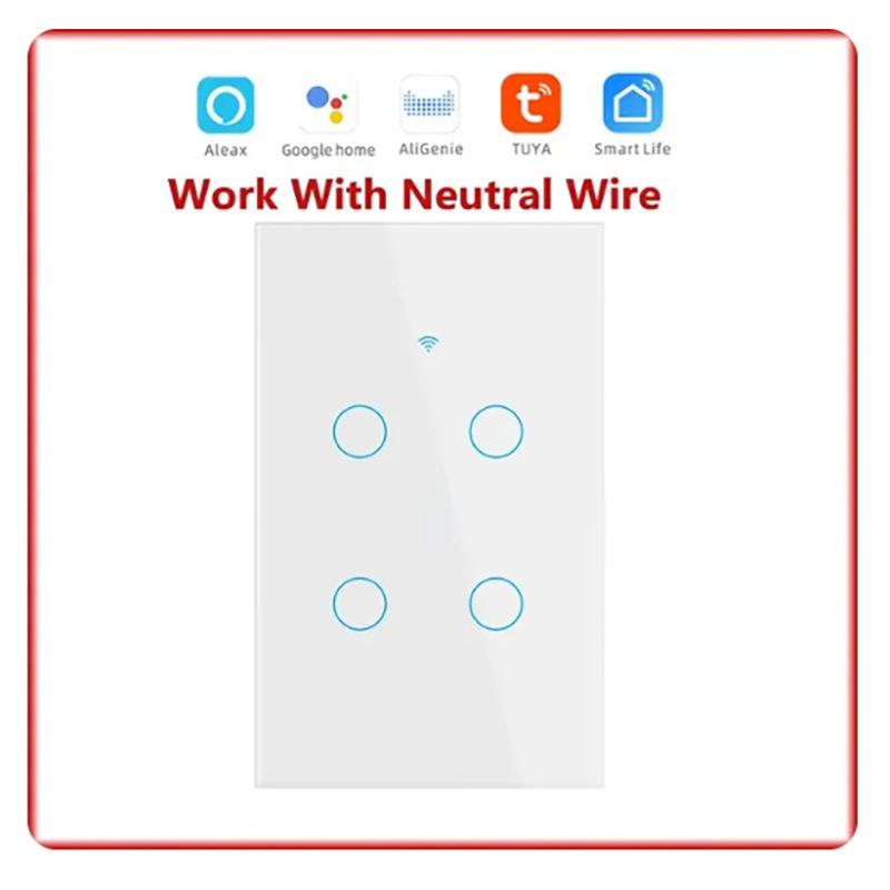 Tuya WiFi Smart Light Switch with Wall Touch, Compatible with Alexa and Google Assistant.
