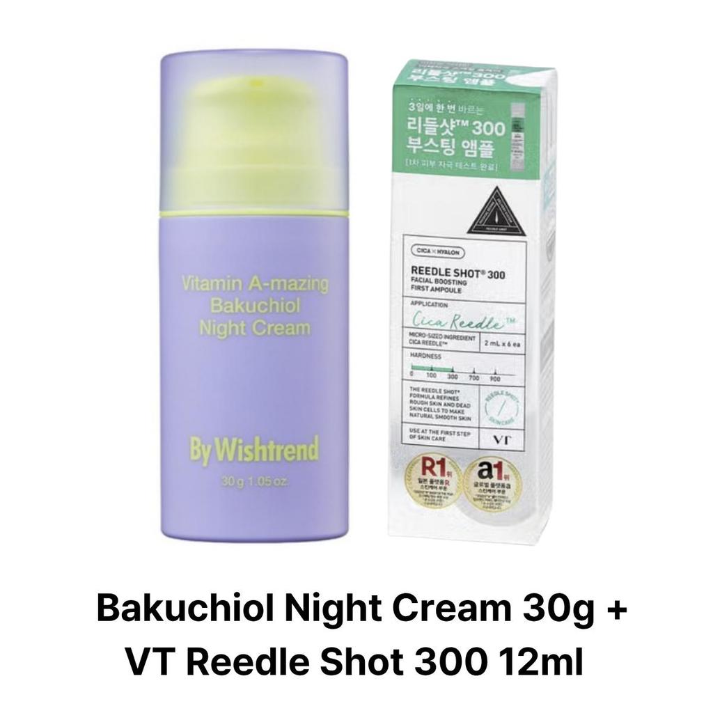 By Wishtrend Vitamin A-mazing Bakuchiol Night Cream 30g + VT Reedle Shot 100 12ml Set