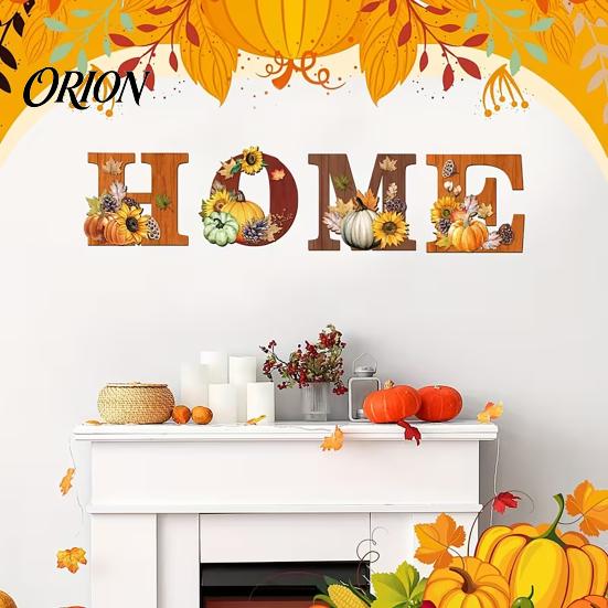 Rustic Autumn Decorations 4PCS Wooden HOME Sign, with Wood Grain Texture Wall Decor, Split Flexible Letter Decor Design Style Hanging for Thanksgiving