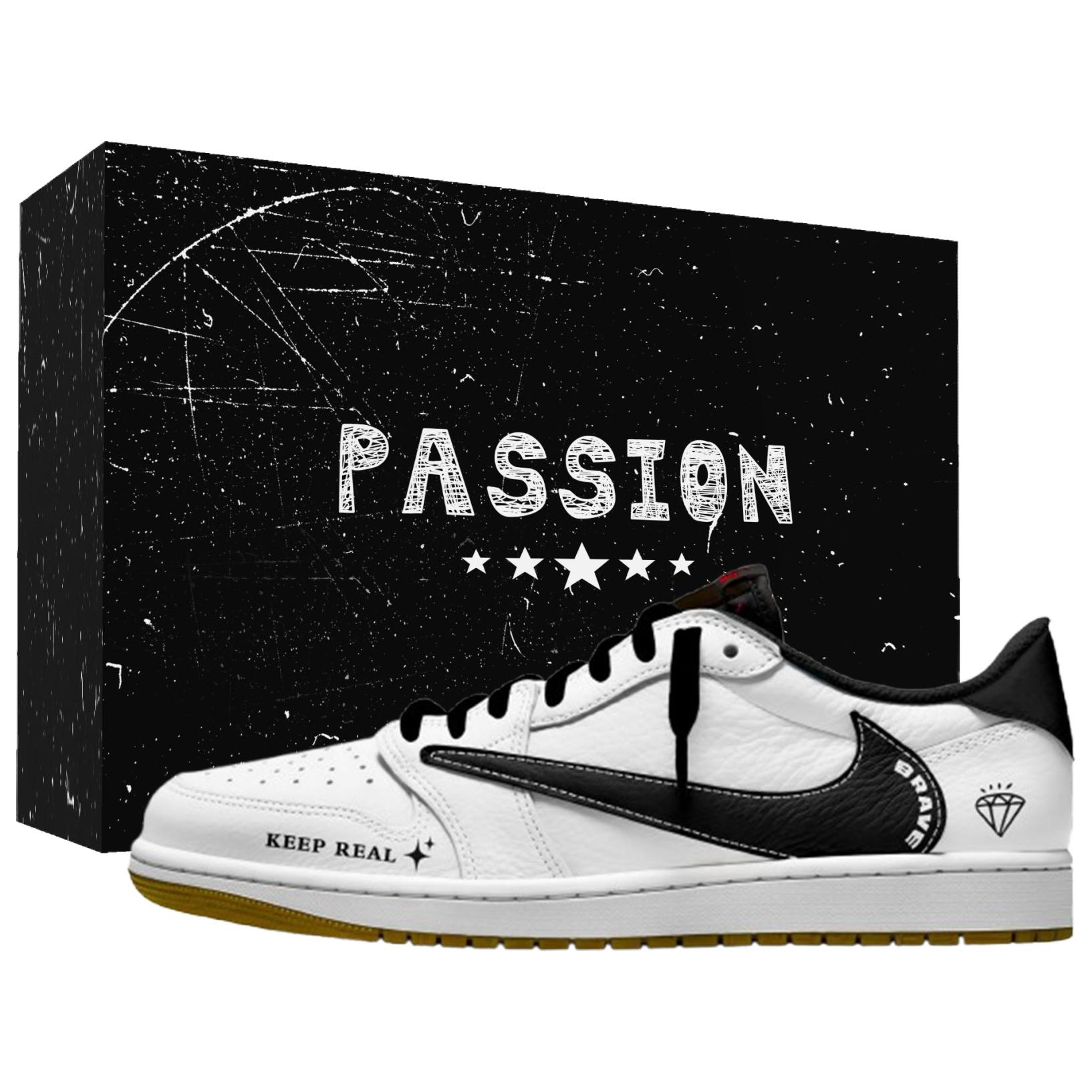 

Jordan x Travis Scott Air Jordan 1 Black White Realme 7.0 Low Slip Resistant Low top Vintage Basketball Shoes Women s DZ4137-700(Team1897-) 43