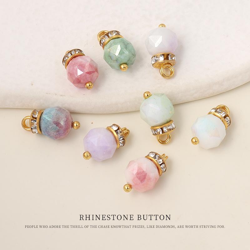 5pcs Imitation Crystal Cut Color Diamond-Encrusted Small Buttons Hanfu Cheongsam Buttons Women'S Shirt Cardigan Sweater Decorative Buttons