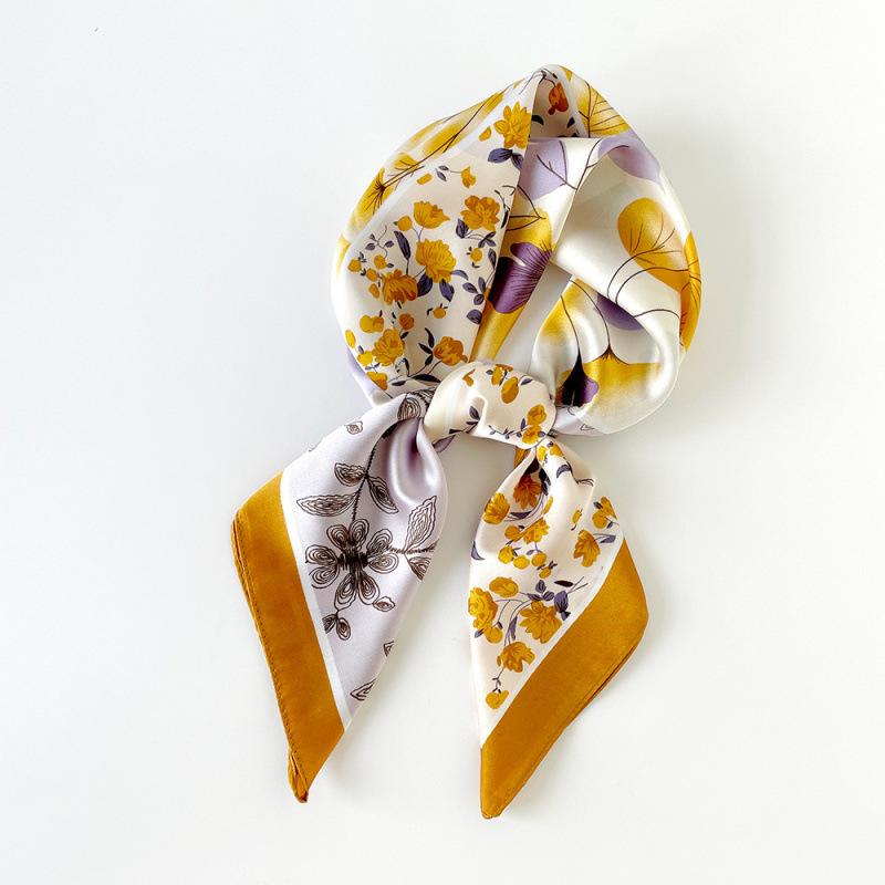 New Spring and Summer Scarf Yellow Pastoral Floral Scarf Scarf Professional Decorative Shirt Scarf Shawl