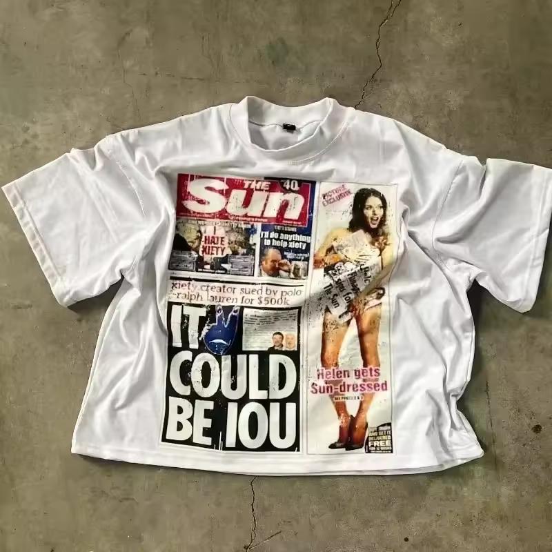 Vintage 90s Top Vintage Graphic Cotton Print T-shirt Unisex Women's Men's Oversized Y2k T-shirt Harajuku Casual Streetwear Tops