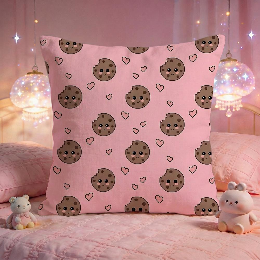 Sweet Cookie Pattern Cushion Cover Premium Comfort Reversible Pillow Cove Two in One Design for Any Room Car Interior