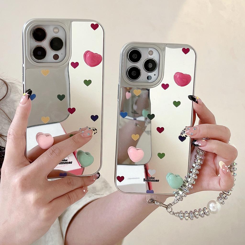 Japan and South Korea mirror color three-dimensional love is suitable for Apple 11promax mobile phone case 11/11Pro all-inclusive protective case