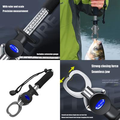 Tragbarer Fischmaulgreifer mit Waage Edelstahl Fischkontrollklemme Greifer Angelwerkzeug Tackle Fischgreifer-Clip