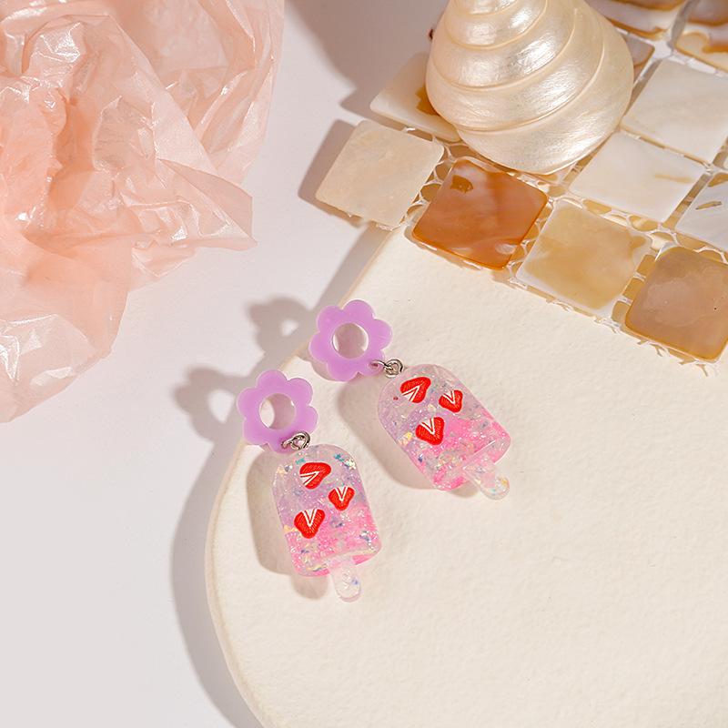 Очаровательные серьги из мороженого из смолы, красочные серьги-гвоздики от мороженого для праздника розовый