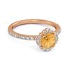 Citrine Halo White Topaz Accents Ring - 925 Sterling Silver Rose Gold Vermeil