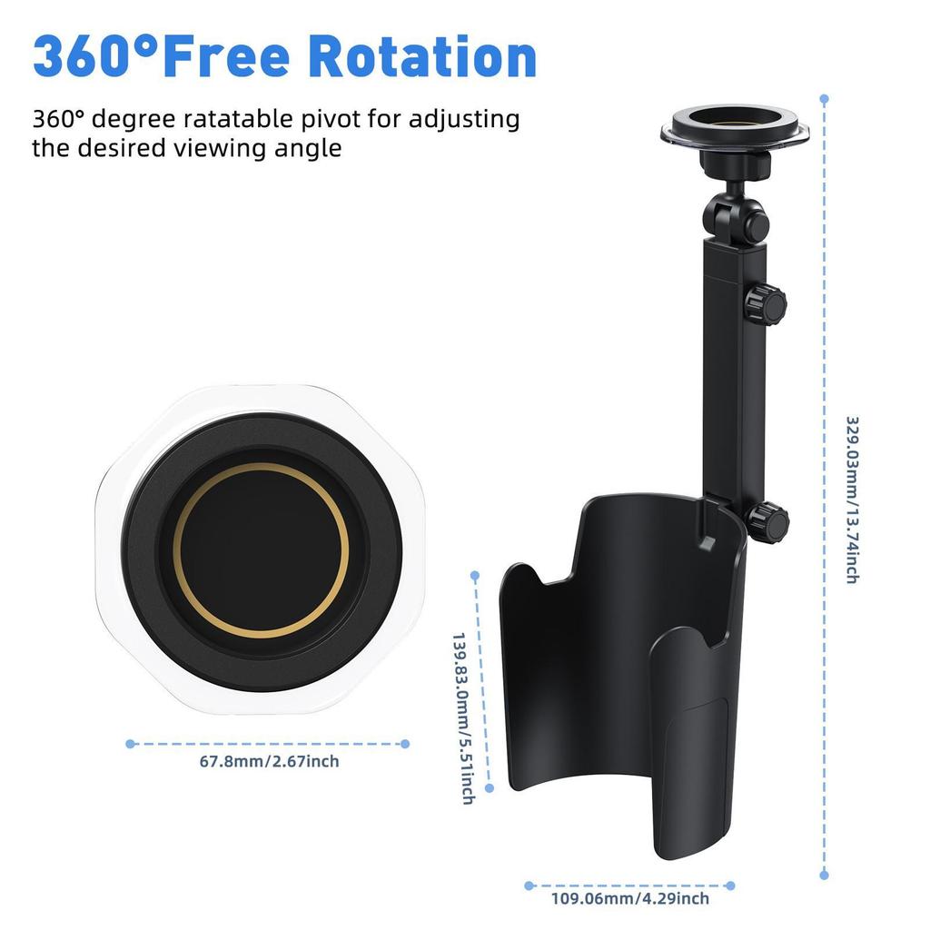 Universal 2-in-1 Magnetic Phone and Drink Holder with Rotating Navigation Mount