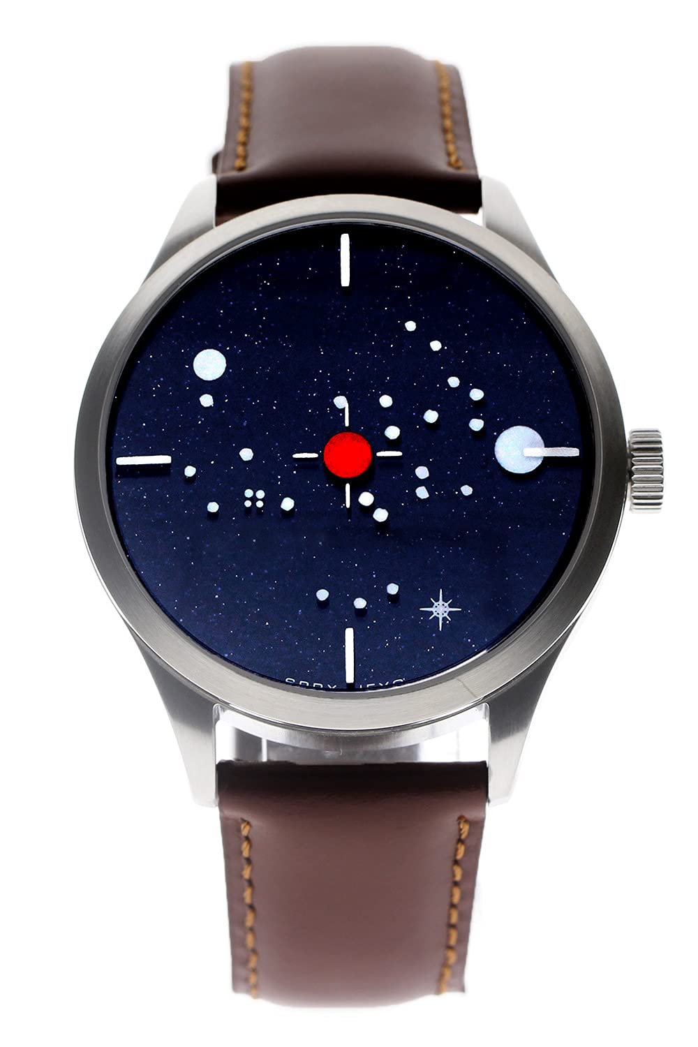 

Orion Trifoglio Italia ORION SPAX121SS Constellation Starry Sky Mystery Dial Rotating Disc Dial Mechanical Watch Italian Watch Brown Calf Leather