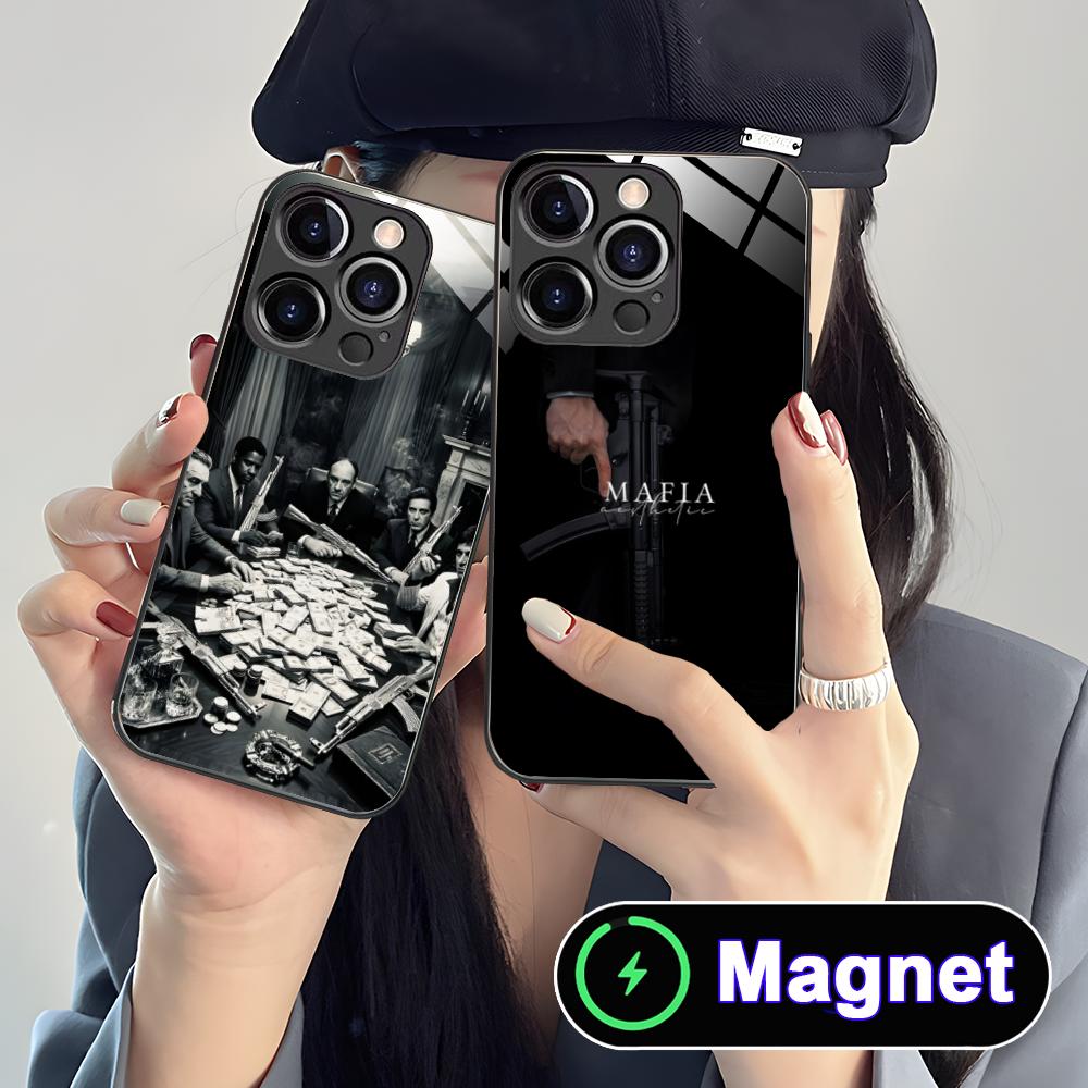 Italian Mafia Phone Case for iPhone 17 16 15 14 13 12 11 Air Pro Max Plus Mini Glass MagSafe Cover