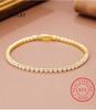 100% 925 Silver Simulated Moissanite Diamond Bracelets for Women Yellow White Gold Color Birthday Jewelry Gift