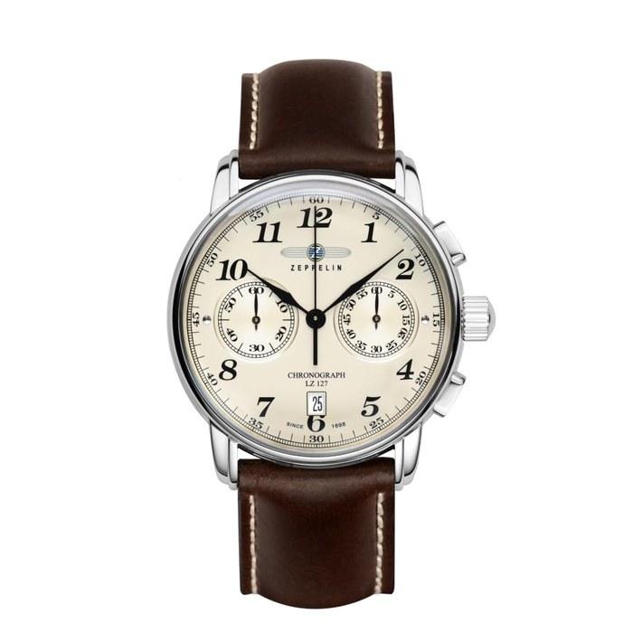 ZEPPELIN LZ 127 Graf Zeppelin Watch Quartz 50m Water Resistance Mineral Glass Beige Dial 7678-5 Men's