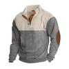 Übergröße Herbst- und Winter Herren Casual Color Blocking Revers Sportpullover Kord Stehkragen Oberteile