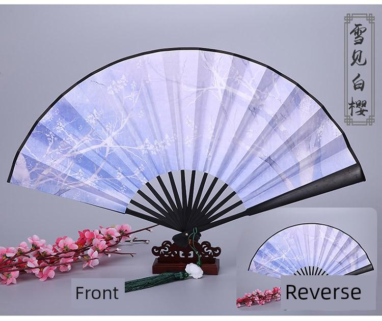 Traditional Chinese Folding Fan for Women, Vintage Style, Hanfu Dance Fan, Ancient Costume Silk Fan, Men's Bamboo Folding Fan, Portable for Summer