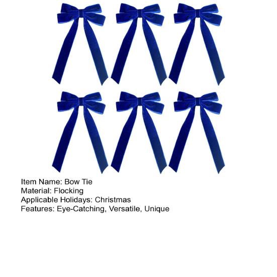 6Pcs Velvet Ribbon Bow Tie Christmas Tree Decorations Xmas Ornaments for Home Party Garland Festive Holiday Decor Indoor Outdoor Use
