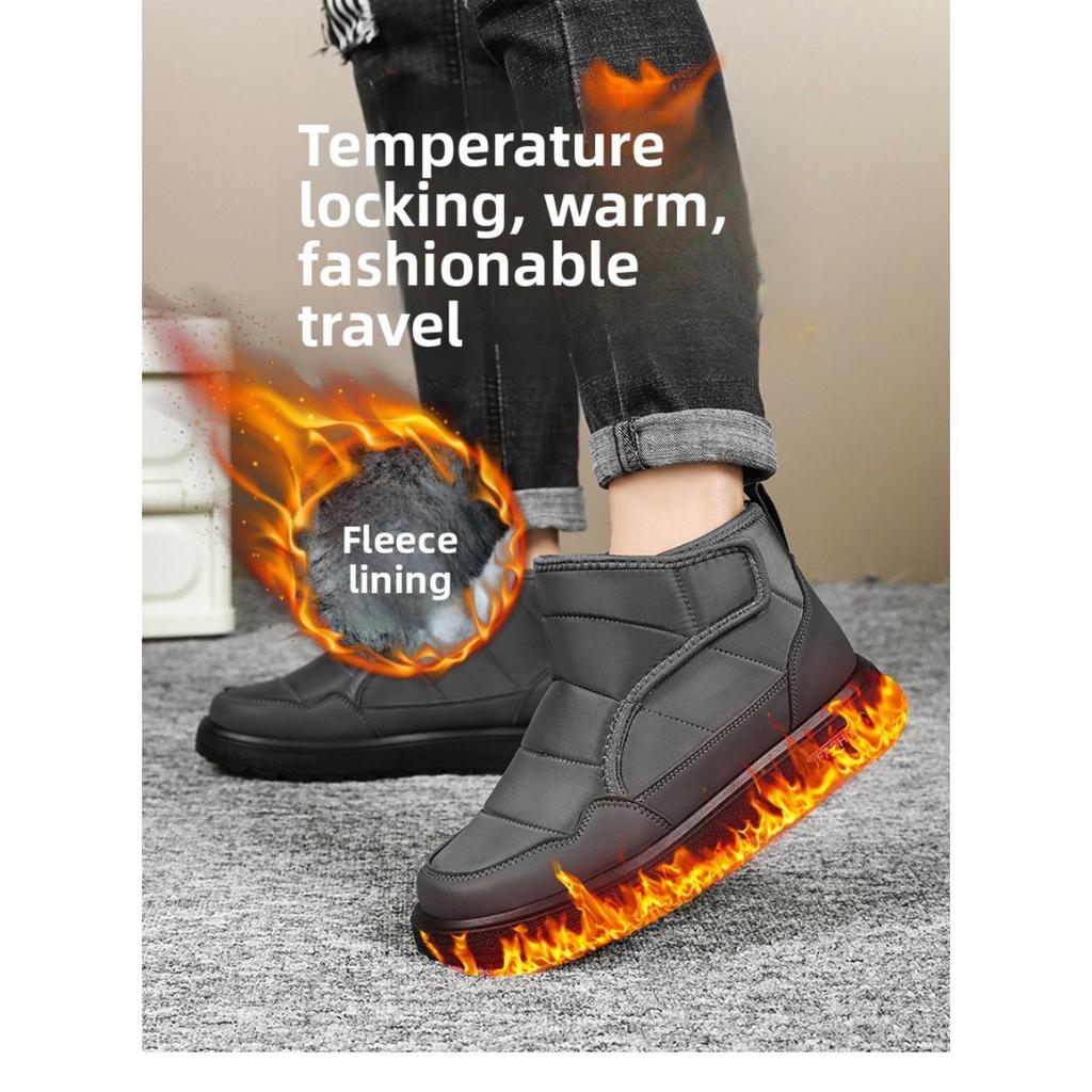 Men's Shoes with Plush and Thick Cotton Boots, Winter New Style with Plush Lining, Outdoor One Foot Casual Walking Snow Boots