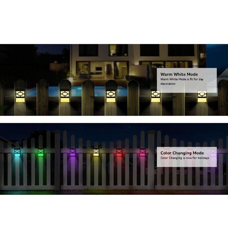 Solar Fence Lights Outdoor, 2 LED Wall Lights Retro Style Lamp Lights Waterproof  for Deck Fence Patio Front Door Stair Landscape Yard