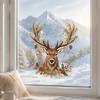 Seasonal Window Decals Christmas Watercolor Reindeer Cling, Removable Reusable Elk Head Static Easy Install Sticker Decal, Animal Decorative Glass for