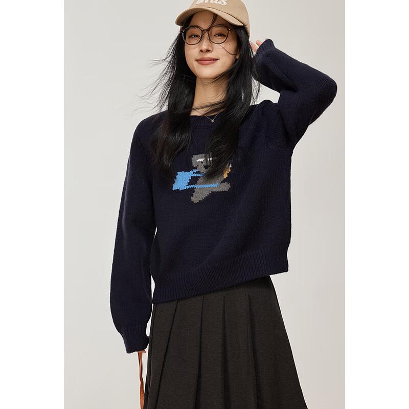 VICTORIA&VERA Women's Puppy Jacquard Knit Sweater