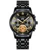 Orologio da uomo FenZun con Tourbillon Volante Nero e Cinturino in Acciaio con Diamanti Neri