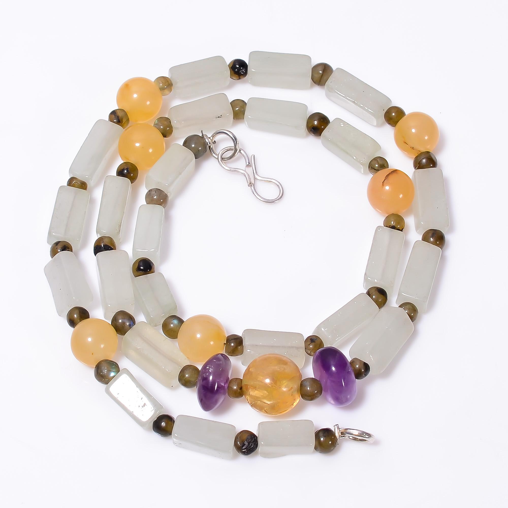 

Натуральный Цитрин Аметист Авантюрин Драгоценный Камень Гладкие Бусины Ожерелье 3-11 мм 18 UB-8622
