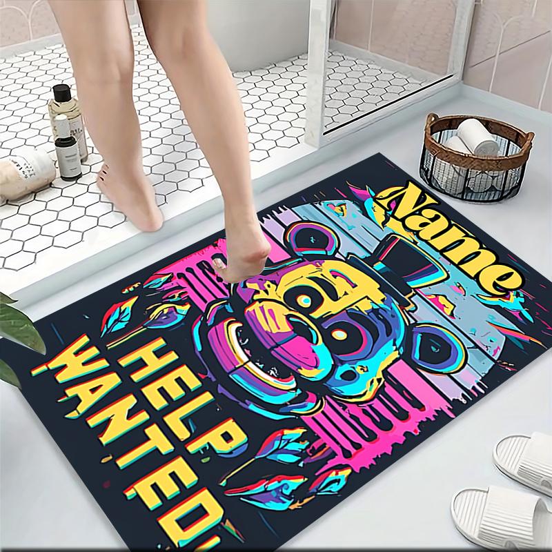 Custom Name Kitten Clown Balloon Theme Carpet Rug Customizable Soft Washable Anti-Slip Home Living Room Sofa Mats Personalized Rug. 0909106