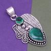 Malachite  Emerald Gemstone Mother's Day Silver Jewelry Pendant  2.25"