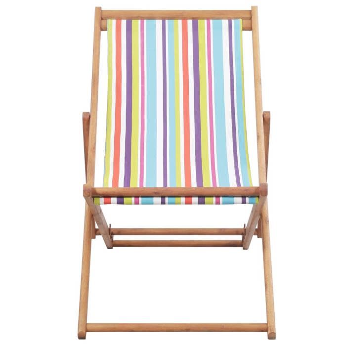 VidaXL Chaise Plage Pliante Tissu Multicolore Jardin Terrasse Balcon Fauteuil 44002