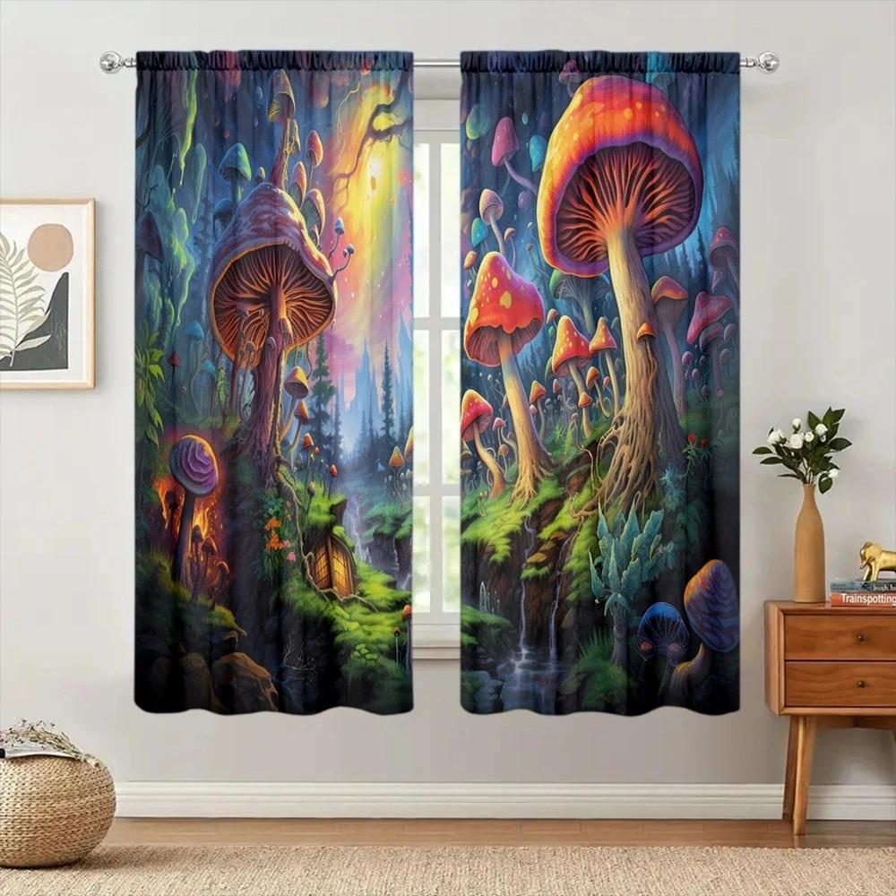 Jungle Mushrooms Printed Curtain Home Decor Window Treatment Bedroom Kitchen Living Room Curtains Made Of Polyester Area