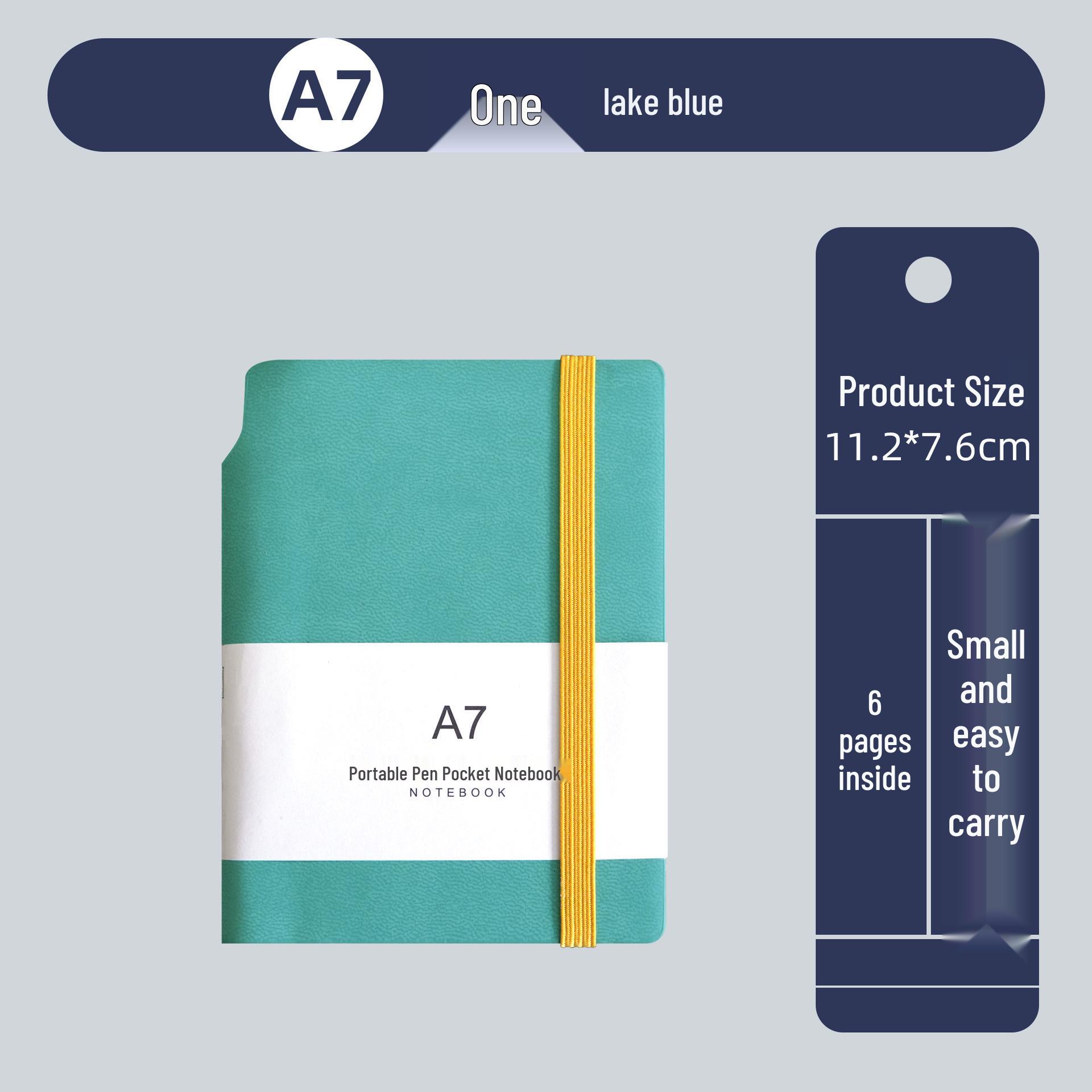A7 Mini Notebook: Compact A6 with Colored Band - Portable Student Memo Pocket Planner A7 озеро синий