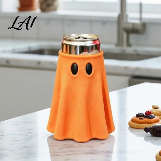 Insulated Jar Jacket Halloween Ghost Can Holder Universal Beverage Cooler Sleeve Cute Shaped Flexible Insulator Drink Holder for Standard Slim Tall