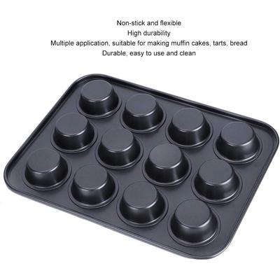 6 lub 12 foremek nieprzywierająca forma do muffinów i babeczek, forma do ciasta brownie, forma ze stali węglowej do pieczenia w piekarniku szara