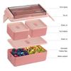 Bento Box Kit, 47.35OZ Bento Box Adult Lunch Box, 3 Compartments Bento Lunch Box , Meal Prep Containers for Adults Pink