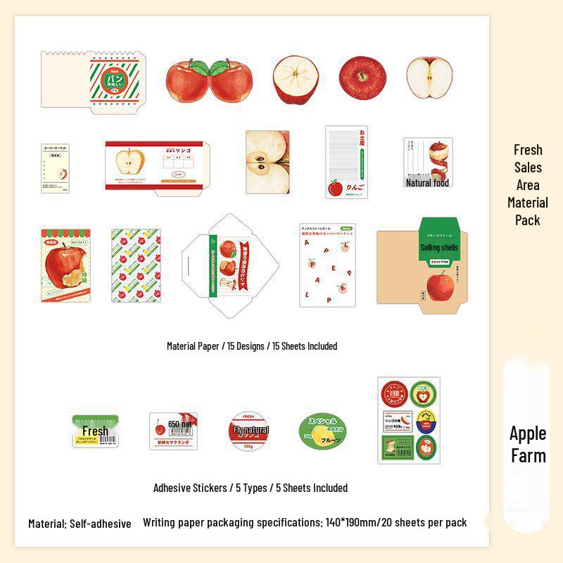 Infeel.Me Fresh Market Retro Style Journal Sticky Notes Pack