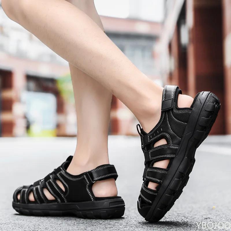 Fashion Mens Outdoor Trekking Sandals Summer Flat Non Slip Collision Avoidance Quick Drying Beach Shoes Hiking PU Brand Size 46