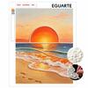 This Pearl Painting Kit Features 5D Pearls and a Beautiful Sunset Beach Mosaic Art Style. Designed for Home Wall Decoration.