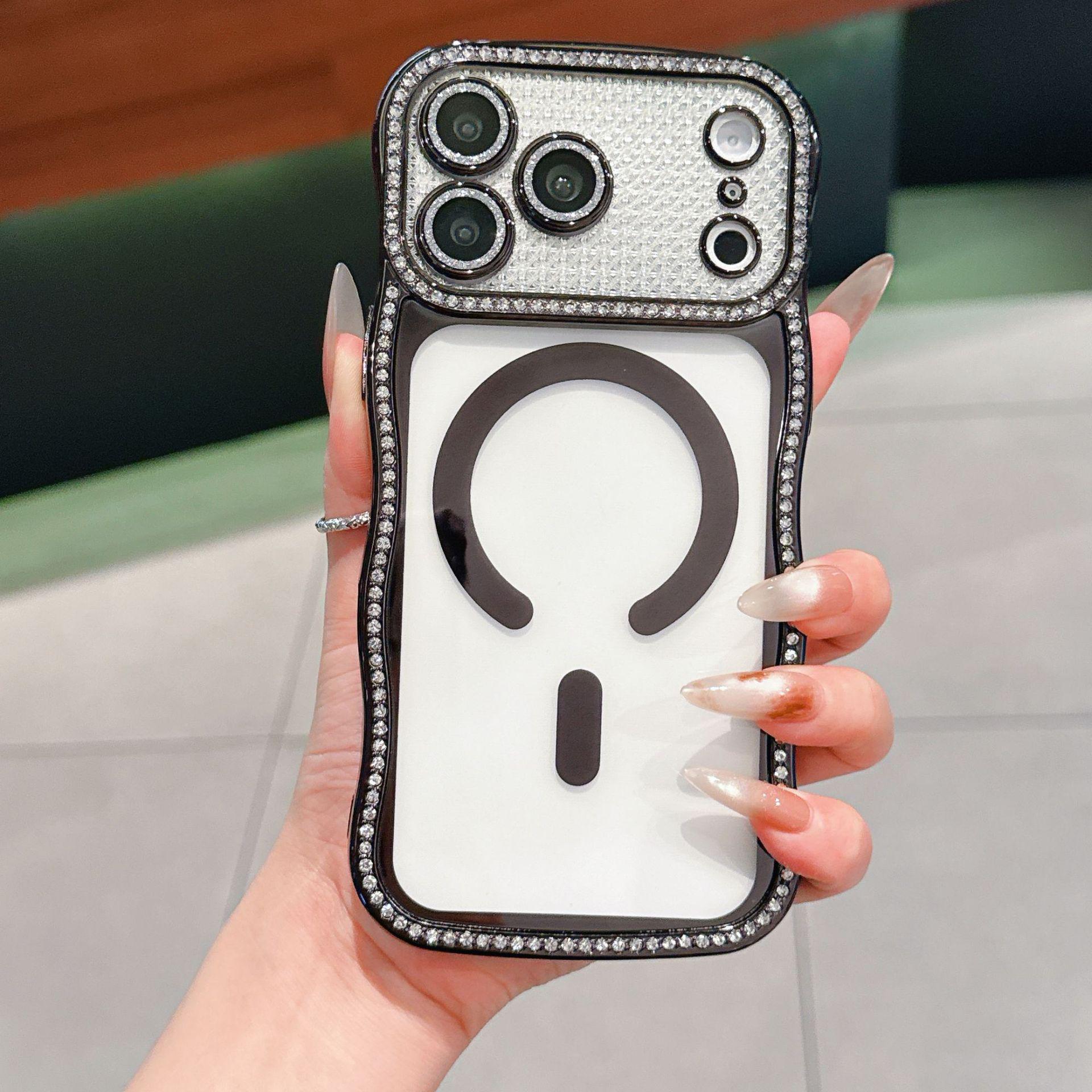 

Electroplated Wave Edge Magnetic Suction Case for iPhone 17 Pro Max with Apple 16 and 15 Feel iPhone 14 Plus